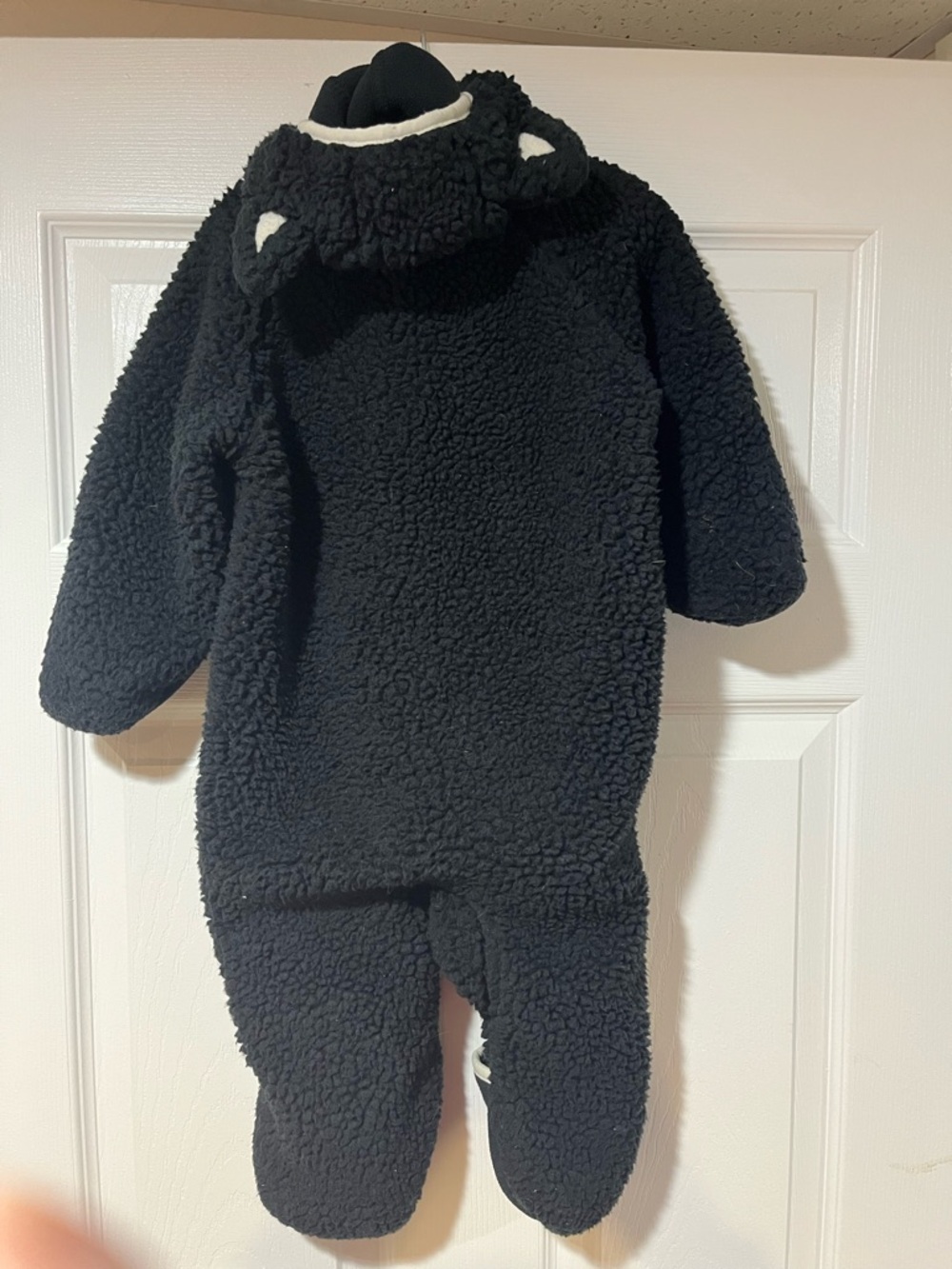 Columbia Black and Cream Sherpa Baby Footie with Hood 12-18 - Picture 6 of 8